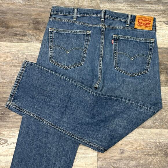 Levis 505 Mid Wash Faded Blue Men 38x32 Regular Straight Leg Denim Jeans Red Tab - Picture 1 of 13